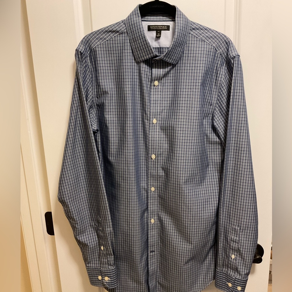 Banana republic, dress shirt TALL, non-iron, tailored, slim, fit